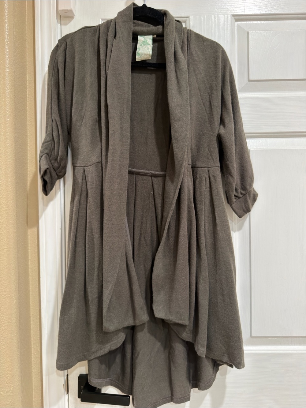 Twelve by Twelve Taupe Open-Front Duster Cardigan